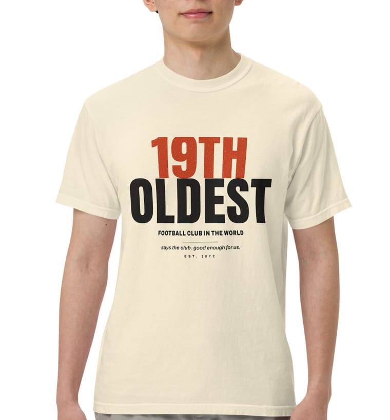 19TH OLDEST football club tee in ivory, worn