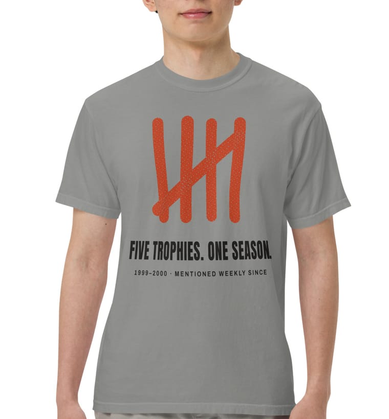 FIVE TROPHIES tee in grey, worn