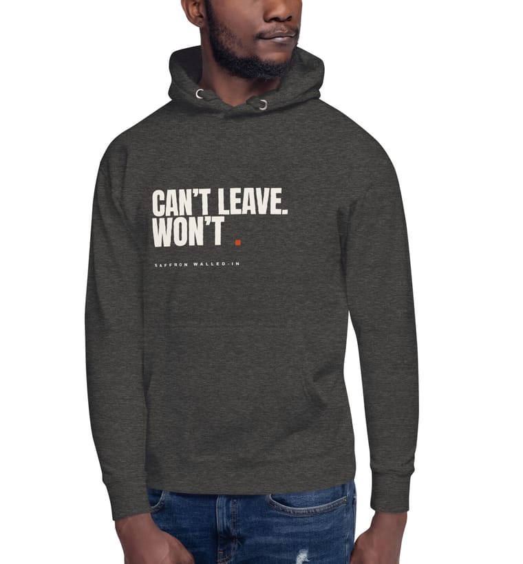 WON'T hoodie in charcoal heather, worn