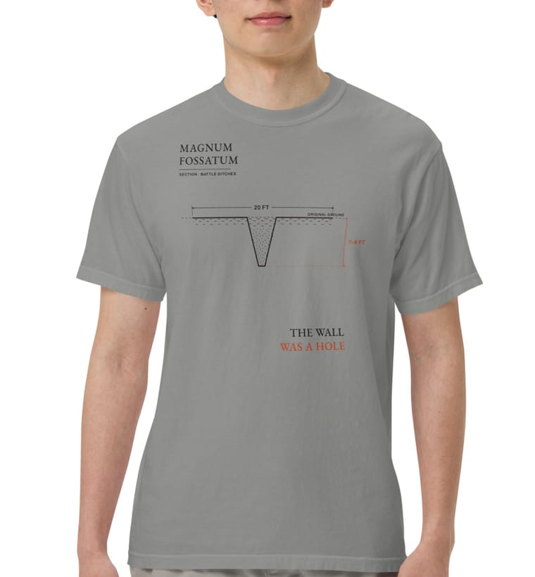 MAGNUM FOSSATUM battle-ditch tee in grey, worn