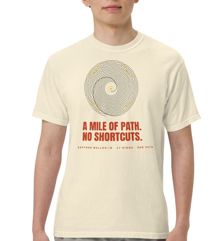 NO SHORTCUTS turf maze tee in ivory, worn
