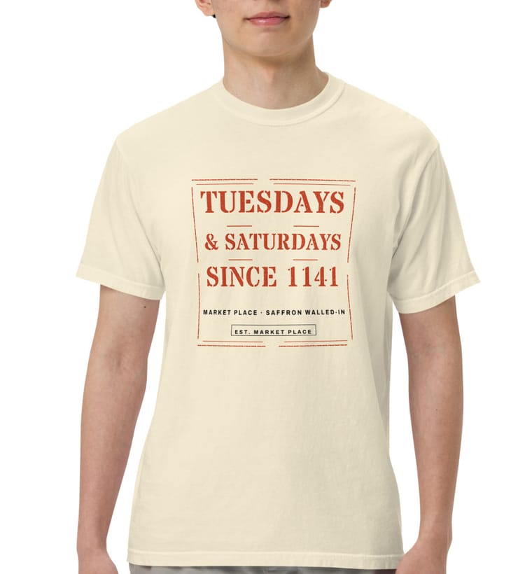 SINCE 1141 market tee in ivory, worn