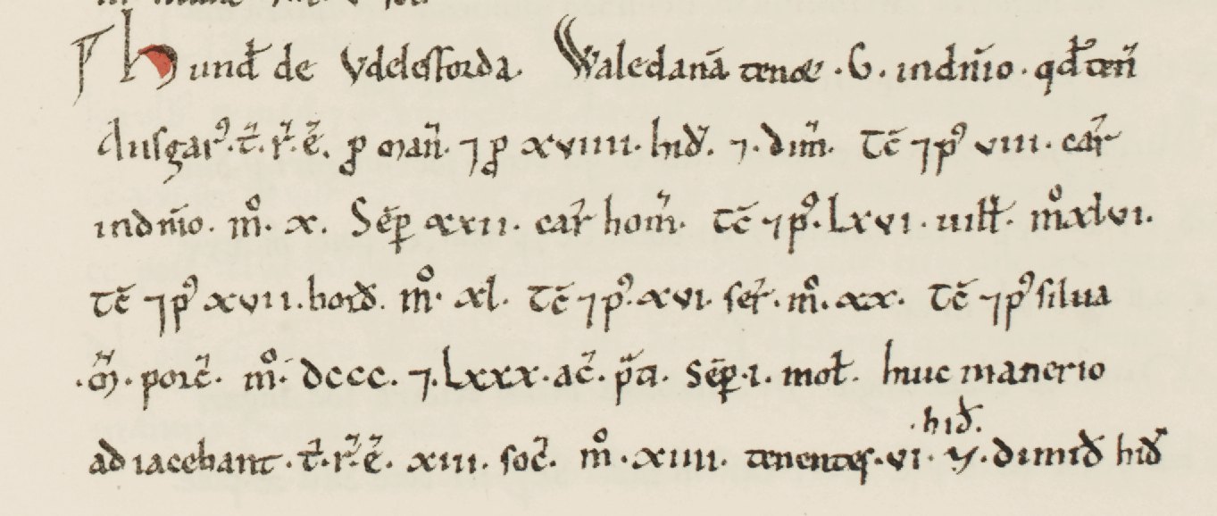 Domesday Book folio recording Walden — 'Waledana tenet G.'