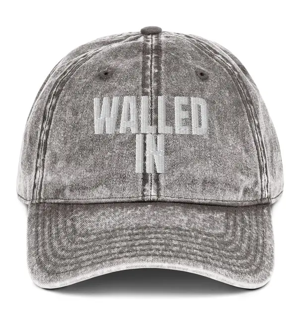 WALLED IN wordmark cap, charcoal grey